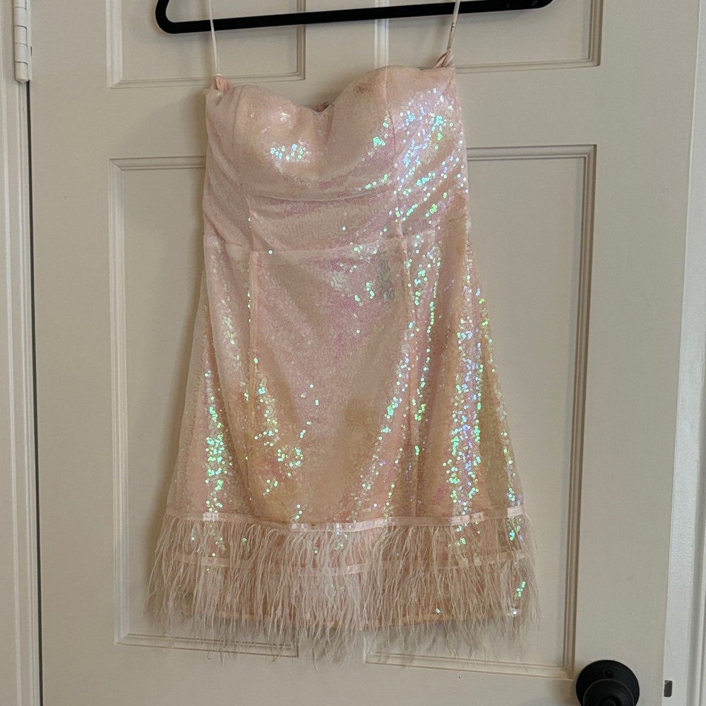 Lulu's Blush Pink Strapless Dress
